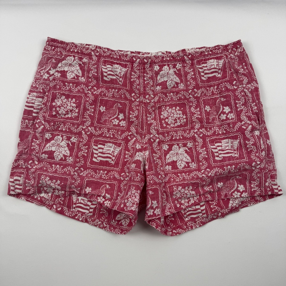 Reyn Spooner Hawaiian Flag Nene Goose Print Swim Trunks Red Mens M